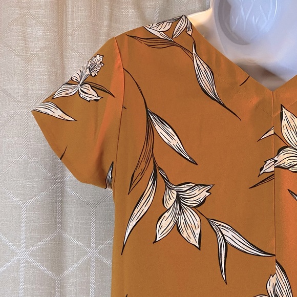 A New Day Floral Short Sleeve Shift Dress in Mustard Yellow - Picture 5 of 13